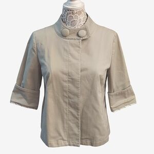 NWOT TALBOTS Chic Beige Button-Up 3/ 4 Length Sleeve sz S Jacket